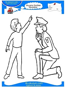 Çocuklar İçin Trafik-Polisi Boyama Sayfaları 